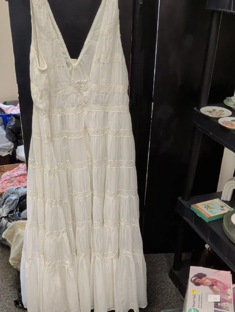 Abercrombie & Fitch White V-Neck Tiered Maxi Dress